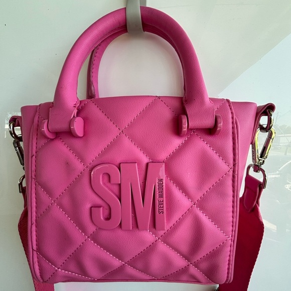 Steve Madden Pink Quilted Satchel with Silver Hardware - Picture 6 of 10